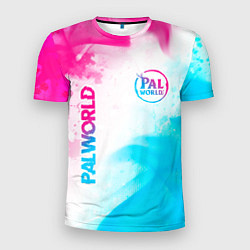 Мужская спорт-футболка Palworld neon gradient style вертикально