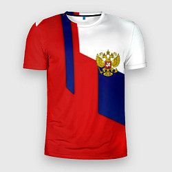 Мужская спорт-футболка Спортивная текстура герб России