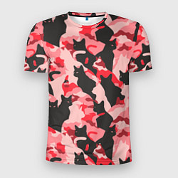 Мужская спорт-футболка Розовый камуфляж из котов