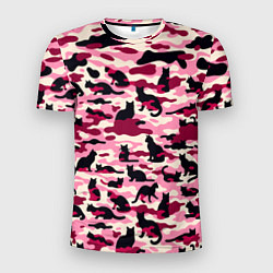 Мужская спорт-футболка Камуфляжные розовые котики