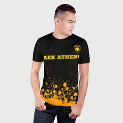 Футболка спортивная мужская AEK Athens - gold gradient посередине, цвет: 3D-принт — фото 2