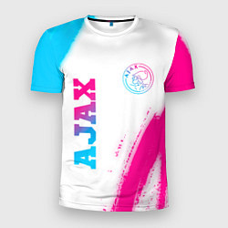 Мужская спорт-футболка Ajax neon gradient style вертикально