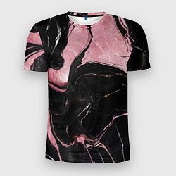 Мужская спорт-футболка Черно-розовый мрамор