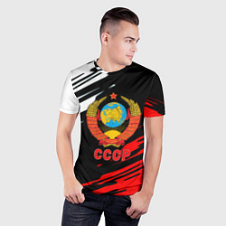 Футболка спортивная мужская СССР краски текстура, цвет: 3D-принт — фото 2