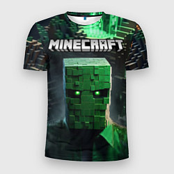 Футболка спортивная мужская Minecraft зеленый персонаж каменные джунгли, цвет: 3D-принт