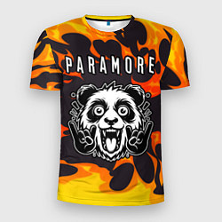 Футболка спортивная мужская Paramore рок панда и огонь, цвет: 3D-принт