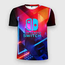 Мужская спорт-футболка Нинтендо неоновый стиль игромания