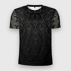 Мужская спорт-футболка Чёрные соты металл