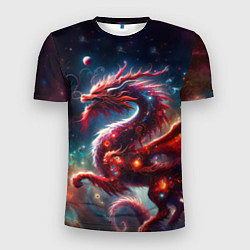 Футболка спортивная мужская Красный космический дракон, цвет: 3D-принт