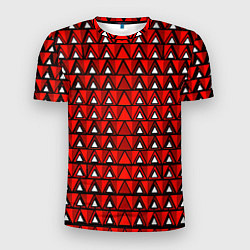 Футболка спортивная мужская Узор из треугольников с чёрной обводкой красный, цвет: 3D-принт
