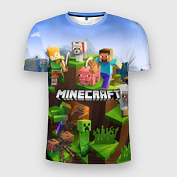 Мужская спорт-футболка Minecraft pixel world