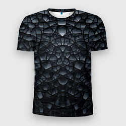 Мужская спорт-футболка Чёрная текстура трещины