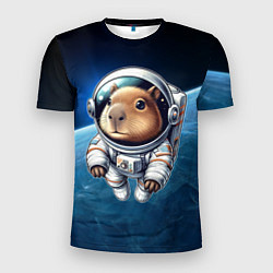Футболка спортивная мужская Кроха капибара в космическом скафандре, цвет: 3D-принт