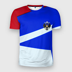 Мужская спорт-футболка Россия спортивная геометрия герб