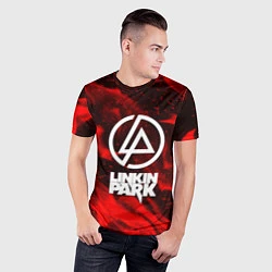 Футболка спортивная мужская Linkin park красный огонь, цвет: 3D-принт — фото 2