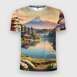 Мужская спорт-футболка Спокойный рассвет над японским горизонтом