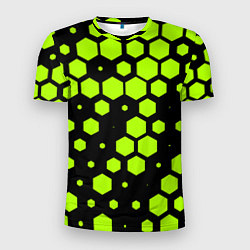 Мужская спорт-футболка Зеленые соты киберпанк
