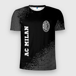 Мужская спорт-футболка AC Milan sport на темном фоне вертикально