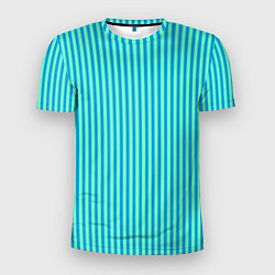 Мужская спорт-футболка Зелёно-голубой полосатый