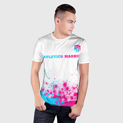 Футболка спортивная мужская Atletico Madrid neon gradient style посередине, цвет: 3D-принт — фото 2