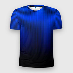 Мужская спорт-футболка Полосатый градиент сине-чёрный
