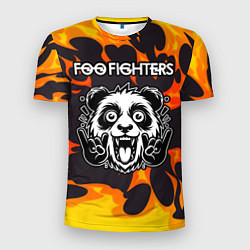 Футболка спортивная мужская Foo Fighters рок панда и огонь, цвет: 3D-принт