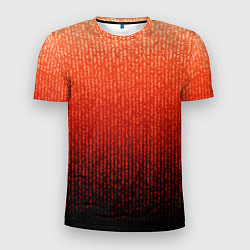 Мужская спорт-футболка Полосатый градиент оранжево-красный в чёрный