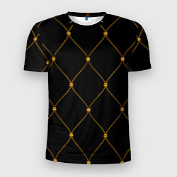 Футболка спортивная мужская Желтая сетка на черном, цвет: 3D-принт
