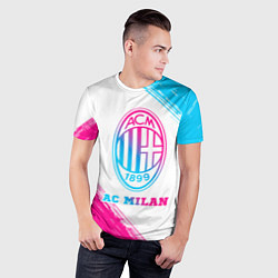 Футболка спортивная мужская AC Milan neon gradient style, цвет: 3D-принт — фото 2