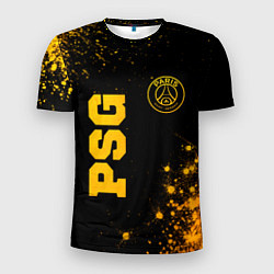 Мужская спорт-футболка PSG - gold gradient вертикально