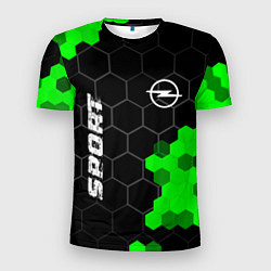 Мужская спорт-футболка Opel green sport hexagon