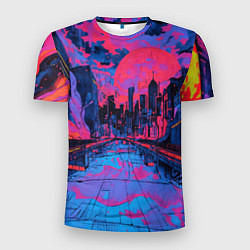 Мужская спорт-футболка Город в психоделических цветах