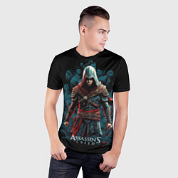 Футболка спортивная мужская Assassins creed черный фон, цвет: 3D-принт — фото 2