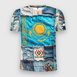 Мужская спорт-футболка Пэчворк джинсы в Казахстане