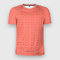 Мужская спорт-футболка Кораллового цвета геометрический клетчатый узор