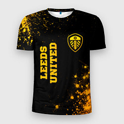 Мужская спорт-футболка Leeds United - gold gradient вертикально