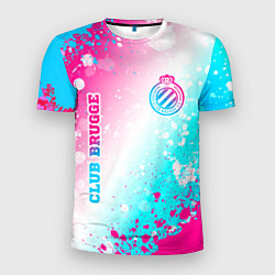 Футболка спортивная мужская Club Brugge neon gradient style вертикально, цвет: 3D-принт