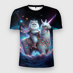 Мужская спорт-футболка Персидский кот верхом на альпаке