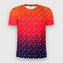 Футболка спортивная мужская Градиент оранжево-фиолетовый со звёздочками, цвет: 3D-принт