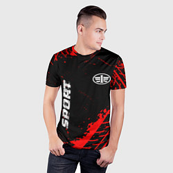 Футболка спортивная мужская FAW red sport tires, цвет: 3D-принт — фото 2