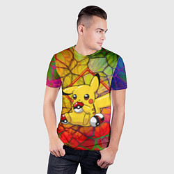 Футболка спортивная мужская Pikachu pokeballs, цвет: 3D-принт — фото 2