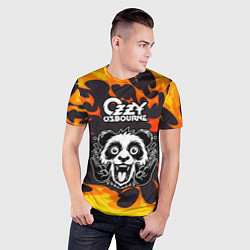 Футболка спортивная мужская Ozzy Osbourne рок панда и огонь, цвет: 3D-принт — фото 2