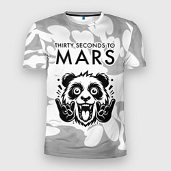 Футболка спортивная мужская Thirty Seconds to Mars рок панда на светлом фоне, цвет: 3D-принт