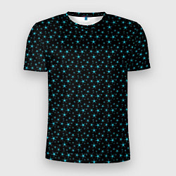 Мужская спорт-футболка Чёрный с голубыми звёздочками паттерн