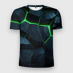 Мужская спорт-футболка Abstract dark green geometry style