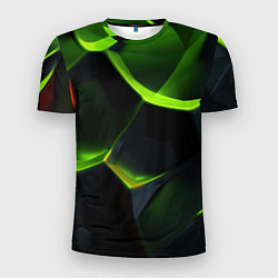 Мужская спорт-футболка Green neon abstract geometry