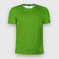 Футболка спортивная мужская Кислотный зелёный имитация сетки, цвет: 3D-принт