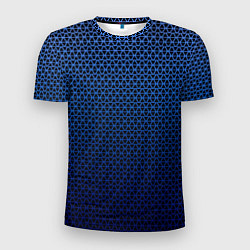 Мужская спорт-футболка Паттерн чёрно-синий треугольники