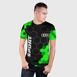 Футболка спортивная мужская Audi green sport hexagon, цвет: 3D-принт — фото 2