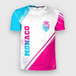Мужская спорт-футболка Monaco neon gradient style вертикально